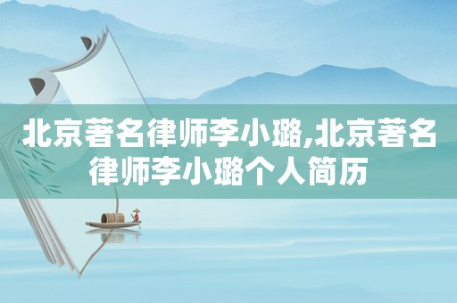 北京著名律師李小璐,北京著名律師李小璐個人簡歷