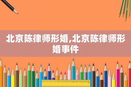 北京陳律師形婚,北京陳律師形婚事件