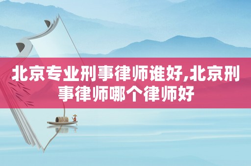 北京專業刑事律師誰好,北京刑事律師哪個律師好