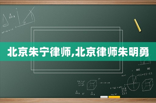 北京朱寧律師,北京律師朱明勇