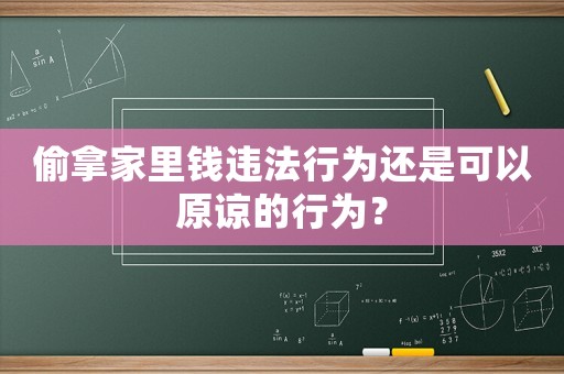 偷拿家里錢違法行為還是可以原諒的行為？