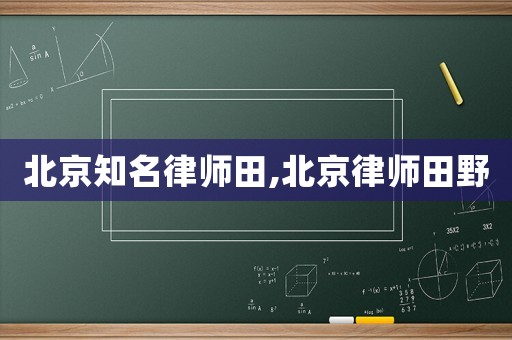 北京知名律師田,北京律師田野