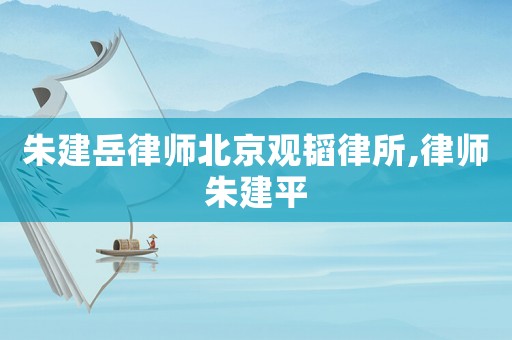 朱建岳律師北京觀韜律所,律師朱建平
