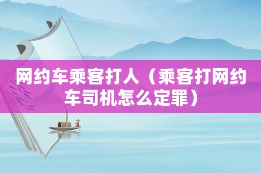 網約車乘客打人（乘客打網約車司機怎么定罪）