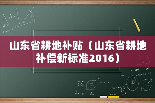 山東省耕地補貼（山東省耕地補償新標準2016）