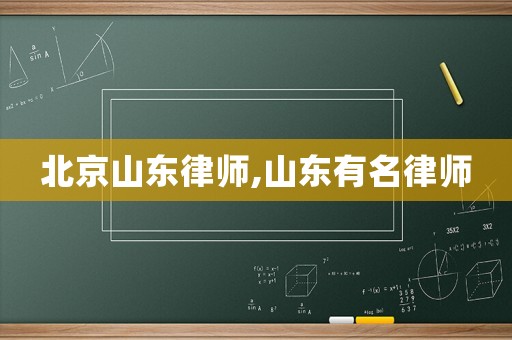 北京山東律師,山東有名律師