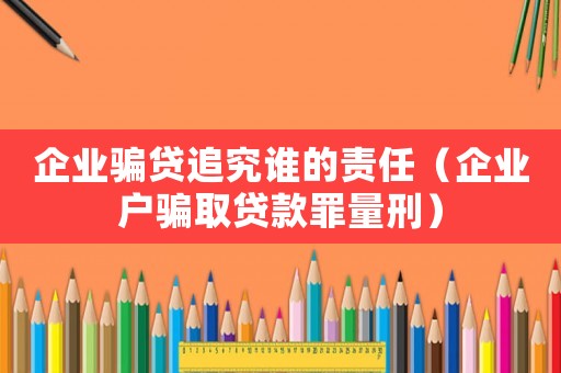 企業(yè)騙貸追究誰的責(zé)任（企業(yè)戶騙取貸款罪量刑）