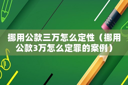 挪用公款三萬怎么定性（挪用公款3萬怎么定罪的案例）