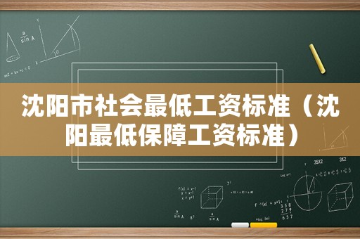 沈陽市社會最低工資標準（沈陽最低保障工資標準）