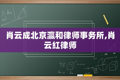 肖云成北京瀛和律師事務所,肖云紅律師