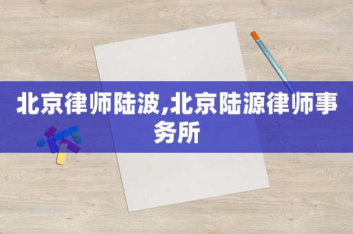 北京律師陸波,北京陸源律師事務所