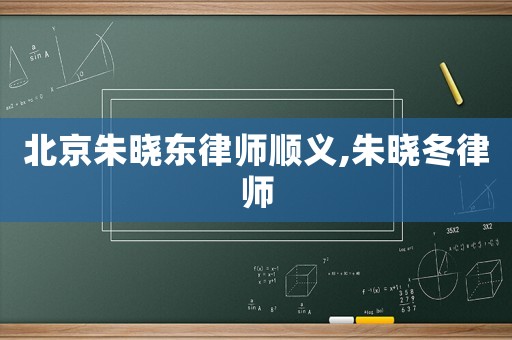 北京朱曉東律師順義,朱曉冬律師
