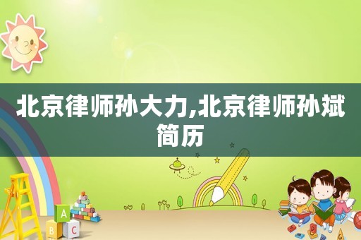 北京律師孫大力,北京律師孫斌簡歷