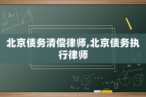 北京債務(wù)清償律師,北京債務(wù)執(zhí)行律師