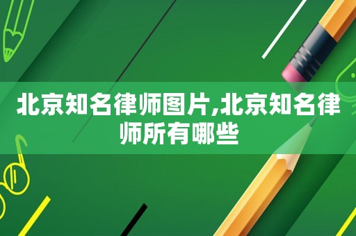 北京知名律師圖片,北京知名律師所有哪些