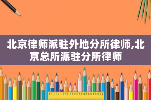 北京律師派駐外地分所律師,北京總所派駐分所律師