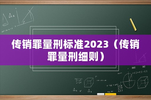 傳銷罪量刑標準2023（傳銷罪量刑細則）