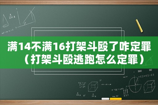 滿14不滿16打架斗毆了咋定罪（打架斗毆逃跑怎么定罪）