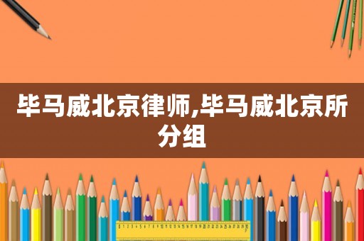 畢馬威北京律師,畢馬威北京所分組
