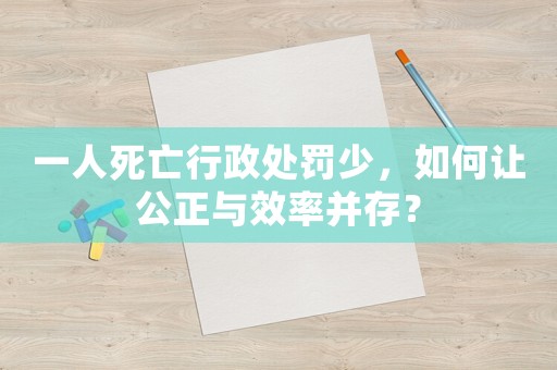 一人死亡行政處罰少，如何讓公正與效率并存？