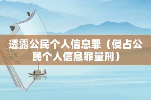 透露公民個人信息罪（侵占公民個人信息罪量刑）