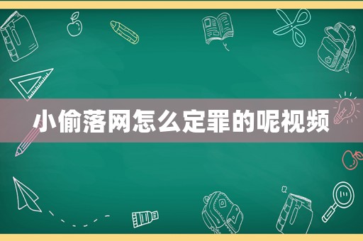 小偷落網怎么定罪的呢視頻