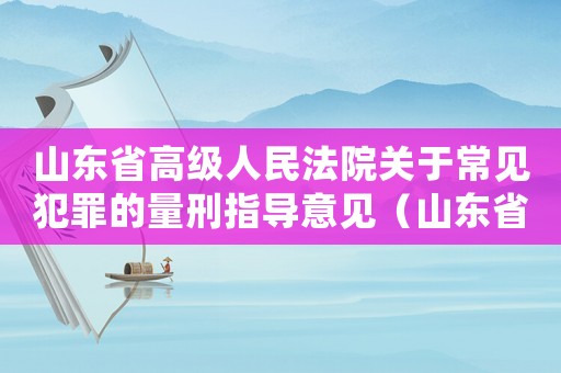 山東省高級人民法院關于常見犯罪的量刑指導意見（山東省定罪量刑指導）