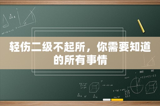 輕傷二級不起所，你需要知道的所有事情