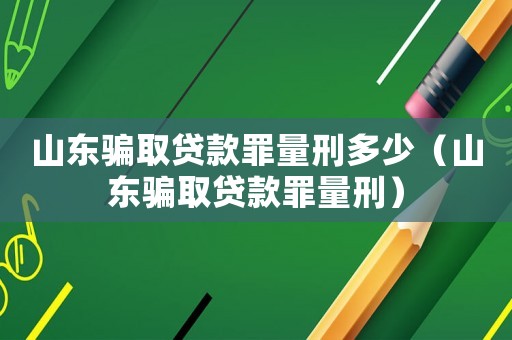 山東騙取貸款罪量刑多少（山東騙取貸款罪量刑）