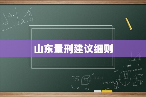 山東量刑建議細則