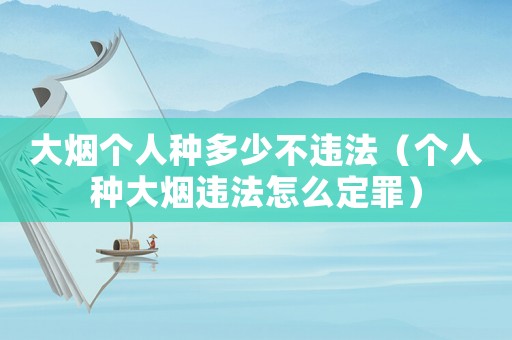大煙個人種多少不違法（個人種大煙違法怎么定罪）