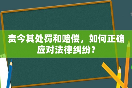 責今其處罰和賠償，如何正確應對法律糾紛？