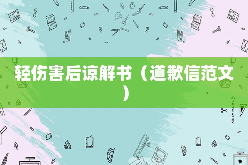 輕傷害后諒解書（道歉信范文）