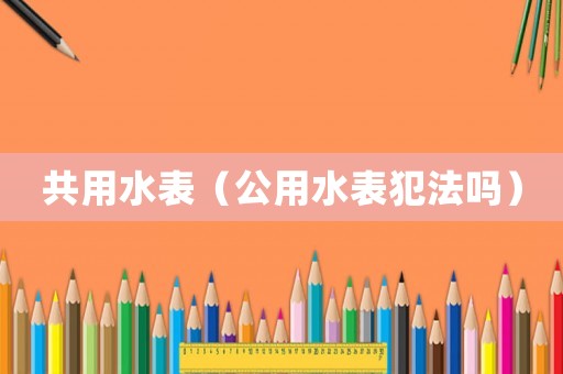 共用水表（公用水表犯法嗎）