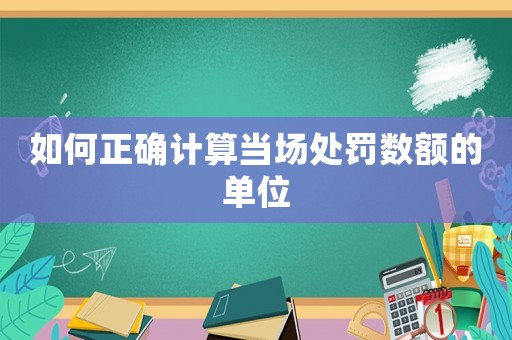 如何正確計算當場處罰數額的單位