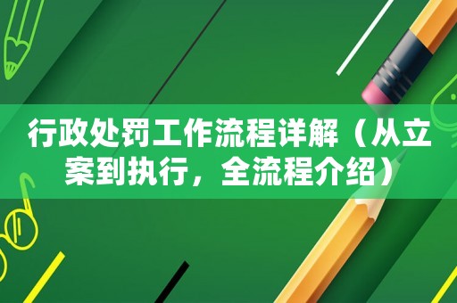 行政處罰工作流程詳解（從立案到執行，全流程介紹）