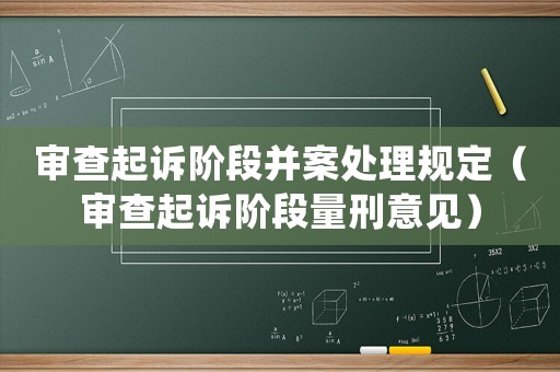 審查起訴階段并案處理規定（審查起訴階段量刑意見）