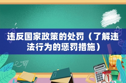 違反國家政策的處罰（了解違法行為的懲罰措施）