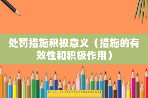 處罰措施積極意義（措施的有效性和積極作用）