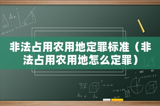 非法占用農(nóng)用地定罪標(biāo)準(zhǔn)（非法占用農(nóng)用地怎么定罪）