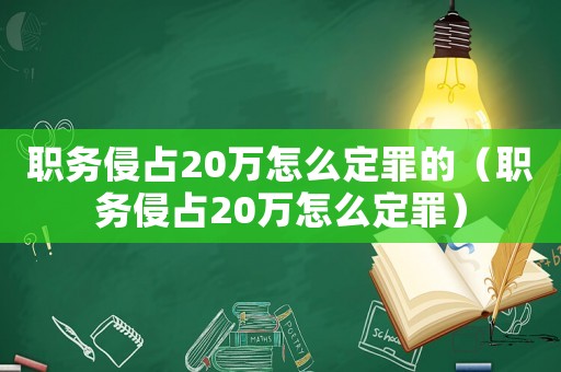 職務(wù)侵占20萬怎么定罪的（職務(wù)侵占20萬怎么定罪）