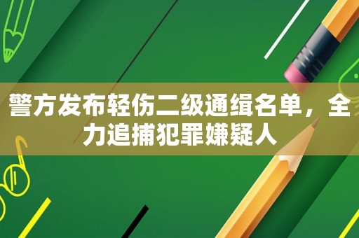 警方發布輕傷二級通緝名單，全力追捕犯罪嫌疑人