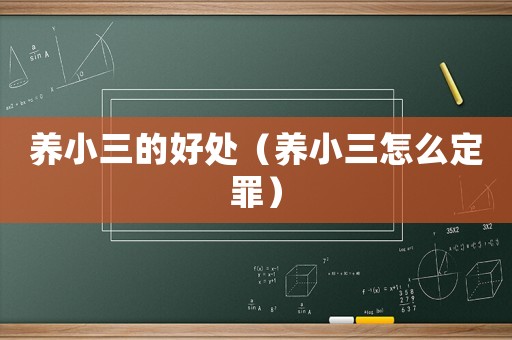 養(yǎng)小三的好處（養(yǎng)小三怎么定罪）