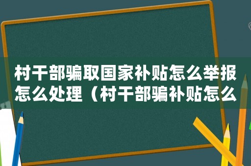 村干部騙取國家補貼怎么舉報怎么處理（村干部騙補貼怎么定罪）