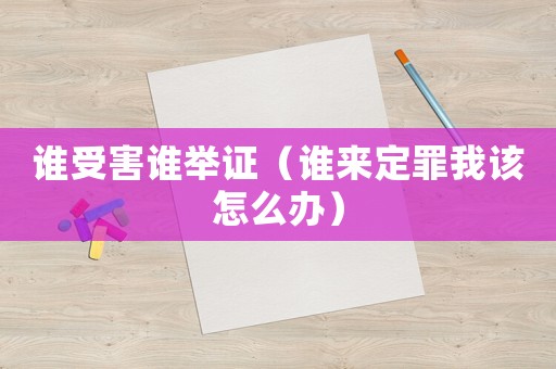 誰(shuí)受害誰(shuí)舉證（誰(shuí)來(lái)定罪我該怎么辦）