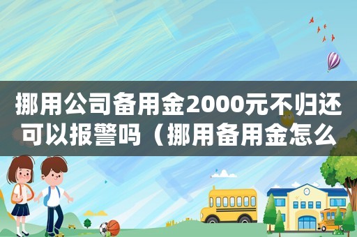 挪用公司備用金2000元不歸還可以報警嗎（挪用備用金怎么定罪視頻）