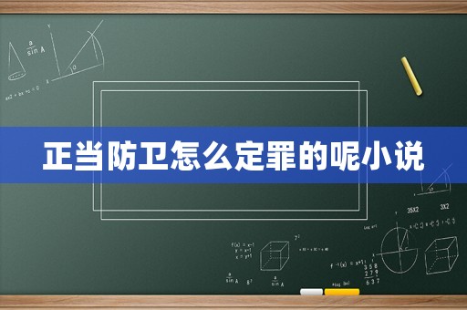 正當防衛怎么定罪的呢小說