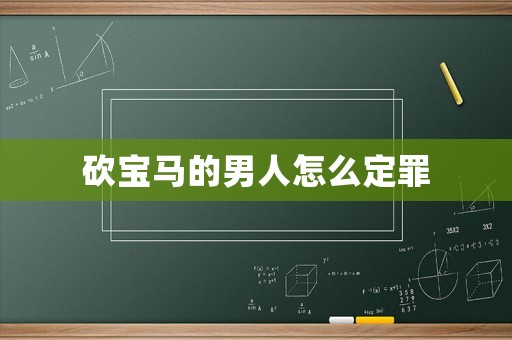 砍寶馬的男人怎么定罪