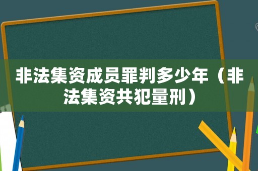 非法集資成員罪判多少年（非法集資共犯量刑）