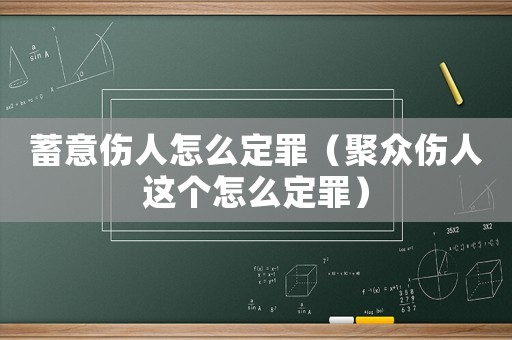 蓄意傷人怎么定罪（聚眾傷人這個(gè)怎么定罪）